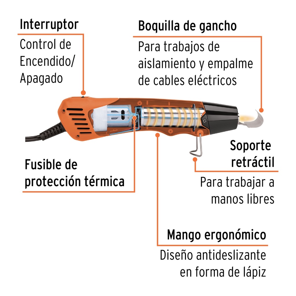 102578 / Mini pistola de calor 350 W, profesional, Truper