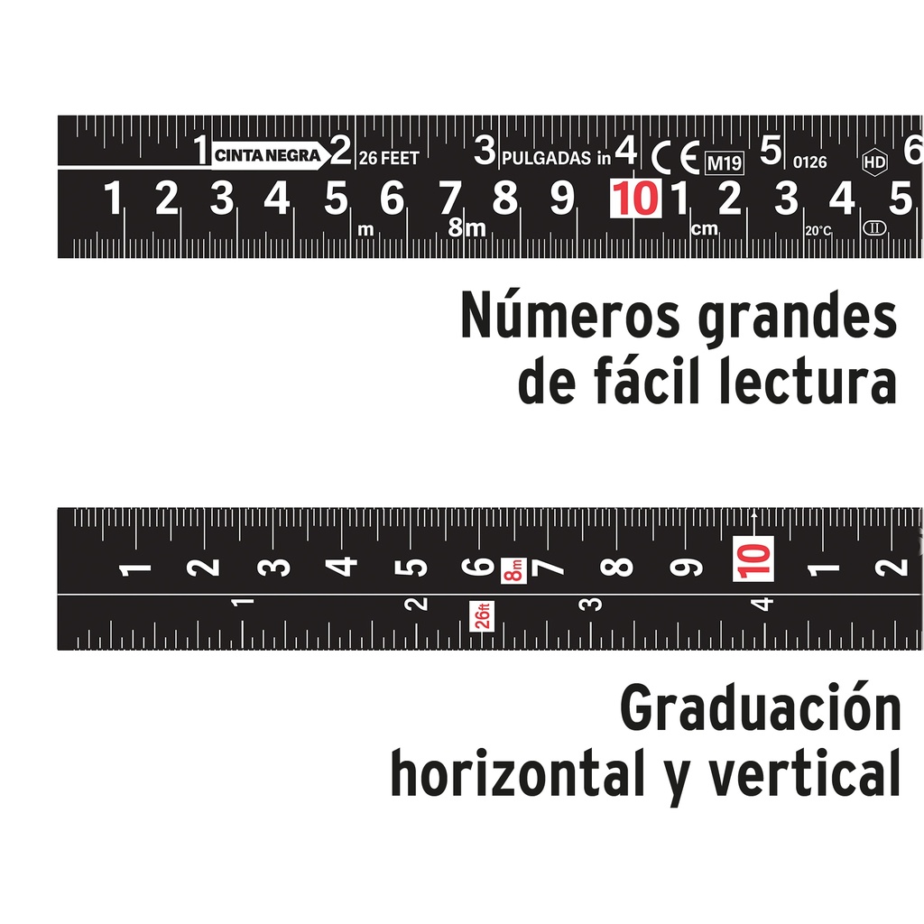 Flexómetro Cinta Negra Truper® 8 M, Cinta 27 Mm, 11747