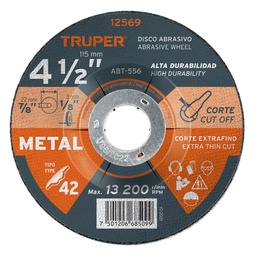 [12569] 12569 / Disco Tipo 42 de 4-1/2' x 3.2 mm para corte de metal, Truper