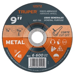[12572] 12572 / Disco de 9' para corte de metal, tipo 41, Truper